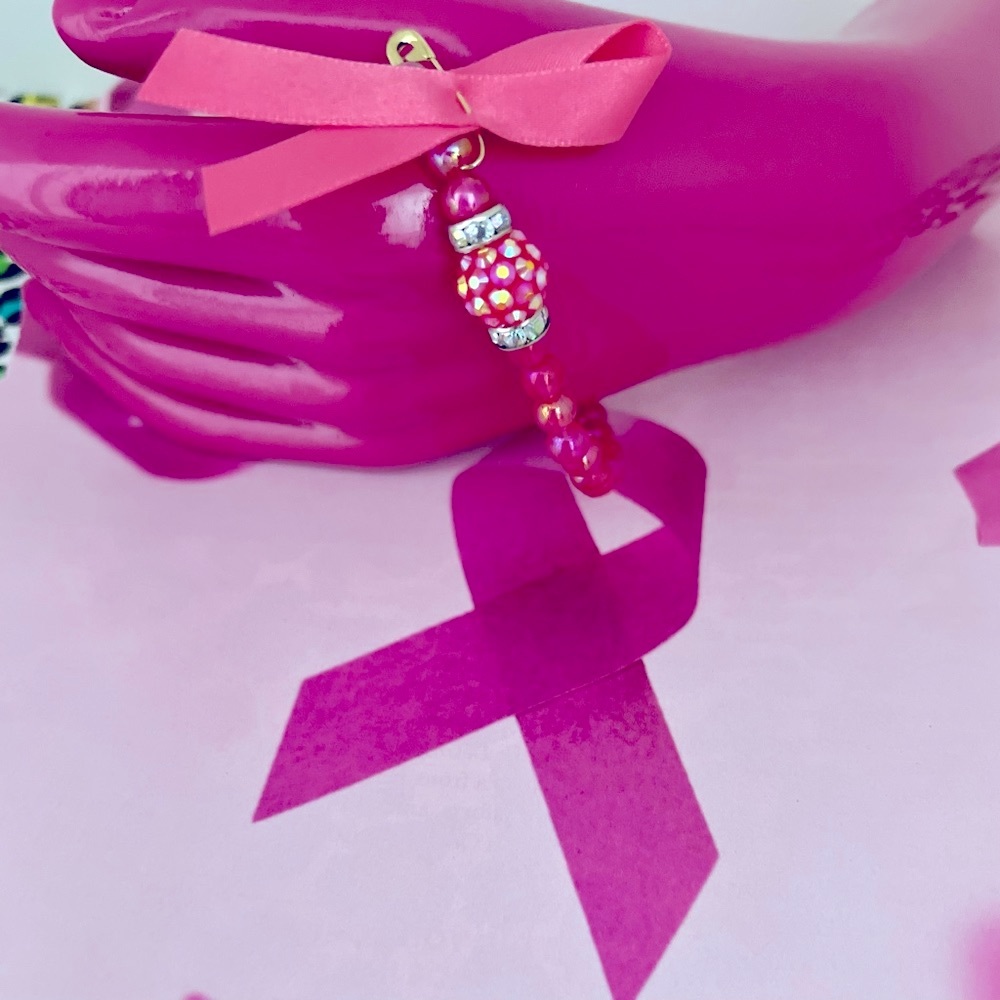 Look Beautiful Pink Beaded sparkling cancer awareness Bracelet with bow